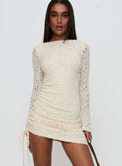 Que Sera Long Sleeve Mini Dress Cream