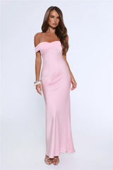 The Sophisticate Off Shoulder Maxi Dress Pink