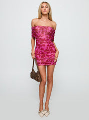 Hotseat Off The Shoulder Mini Dress Pink