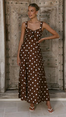 Kara Maxi Dress - Chocolate Polka