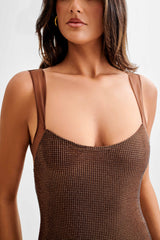 Jasmyn Hot Fix Mesh Back Maxi Dress
