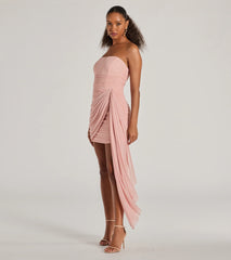 Kaiya Strapless Bodycon Ruched Mesh Mini Dress