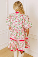 Fresh Horizon Floral Mini Dress In Pink