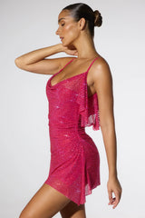 Embellished Corset Kaftan Mini Dress In Hot Pink