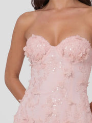Floral Sequin & Bead Tulle Mini Dress