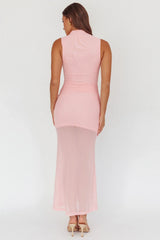 Girl's Night Waist Sash Maxi Dress Pink