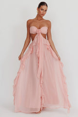 Santiago Cut-Out Ruffle Maxi Dress Blush