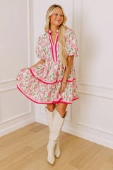 Fresh Horizon Floral Mini Dress In Pink