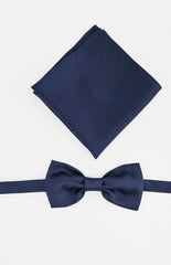 Abel Navy Bow Tie And Pocket Square Set