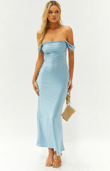 Ella Light Blue Off Shoulder Formal Dress
