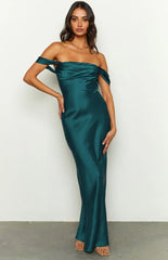 Ella Teal Off Shoulder Formal Maxi Dress