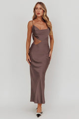 Emmerson Cut-Out Cowl Neck Dress Warm Grey