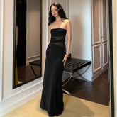 Shiny Silk Twist-Panel Slim-Fit Strapless Dress