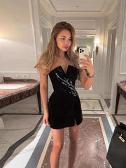 Strapless Velvet Chic Commuter Dress