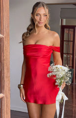 Zoella Red Off The Shoulder Mini Dress