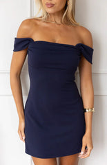 Zoella Navy Off The Shoulder Crepe Mini Dress