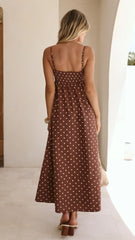 Elie Maxi Dress - Chocolate/Cream Polka Dot