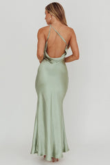 Emmaline One-Shoulder Open Back Maxi Dress Sage