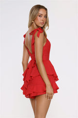 Crimson Mini Dress Red