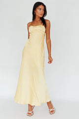 Siva Gathered Bust Midi Dress Yellow