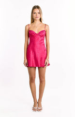 Noeline Pink Satin Mini Dress