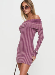 Kalesie Long Sleeve Rib Mini Dress Pink