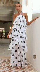 Loana Maxi Dress - White/Black Spot