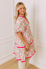 Fresh Horizon Floral Mini Dress In Pink