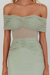 Silver Moon Off-Shoulder Maxi Dress Sage