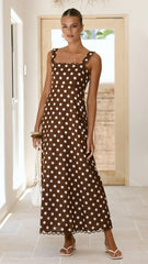 Milani Maxi Dress - Brown Polka