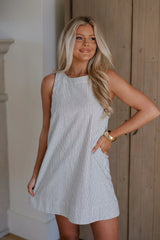 Porter Striped Mini Dress-Black/White