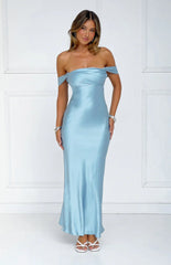 Ella Light Blue Off Shoulder Formal Dress