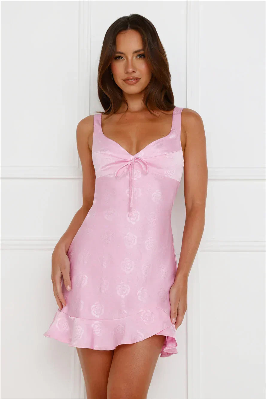 Meaning Of Us Satin Mini Dress Pink