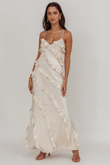 Arrabel Ruffle Trim Maxi Dress Champagne
