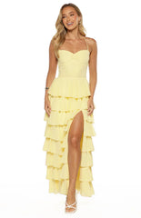 Georgie Yellow Ruffle Maxi Dress