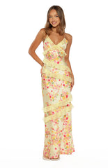 Inara Yellow Bloom Ruffle Maxi