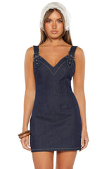 Ines Denim Buckle Detail Mini Dress