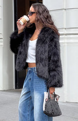 It Girl Black Faux Fur Jacket
