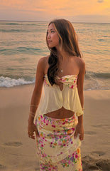 Saldana Yellow Bloom Maxi Skirt