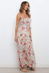Floral Tie Straps Ruffles Midi Dress