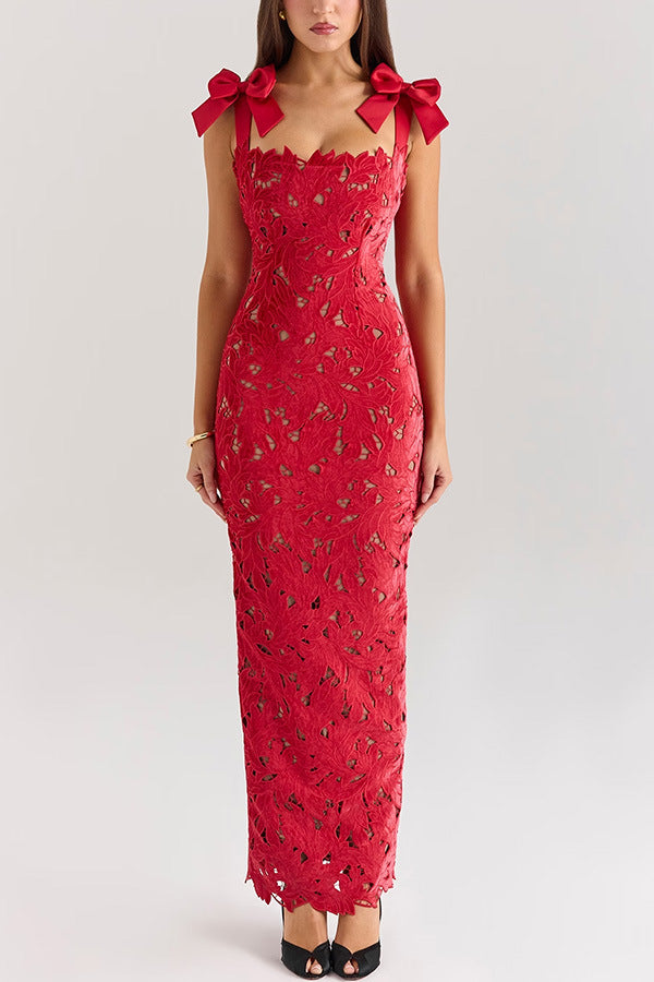 Lace bow hip dress