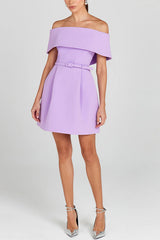 Belted off-shoulder dress