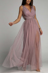 V Neck Backless Maxi Dress