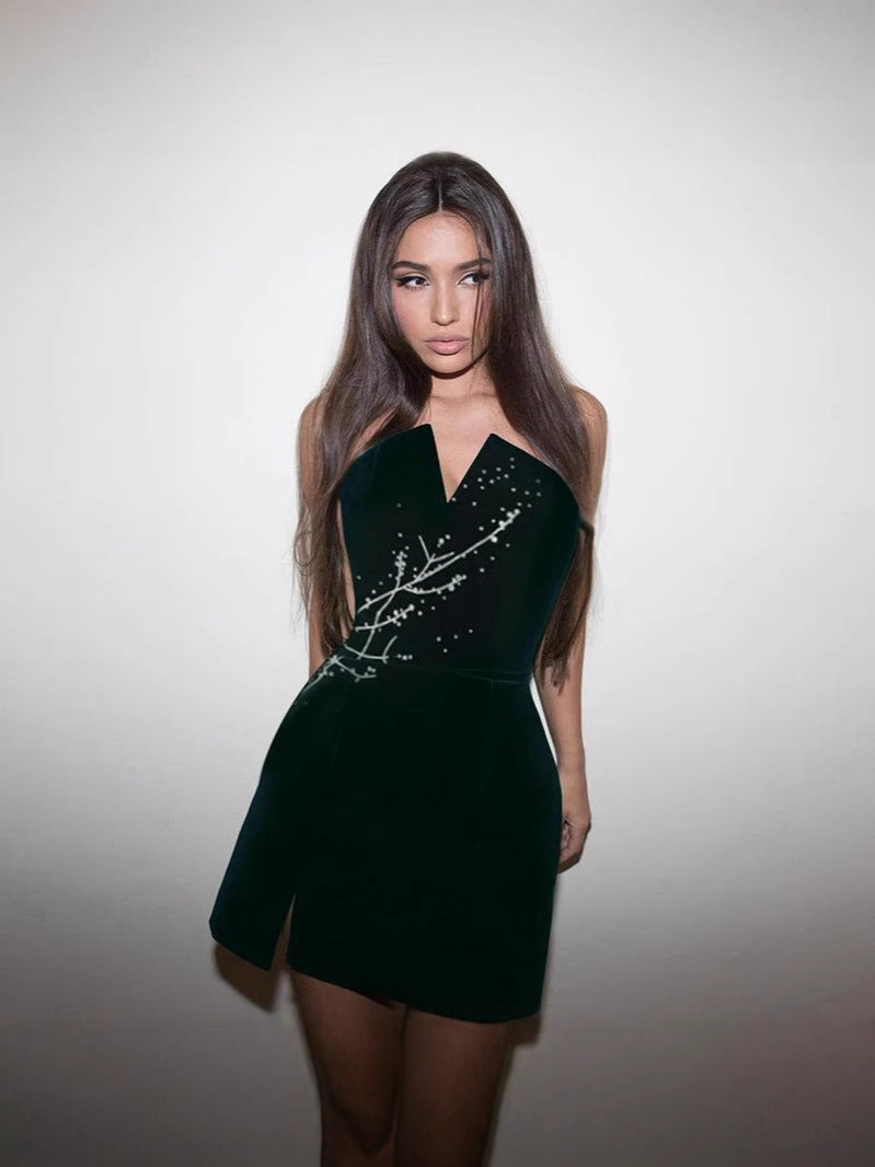 Strapless Velvet Chic Commuter Dress