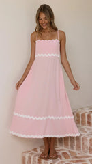 Seraphina Maxi Dress - Pink/White