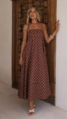 Elie Maxi Dress - Chocolate/Cream Polka Dot