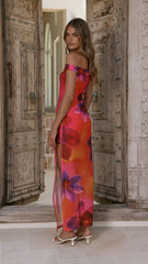 Verne Off Shoulder Maxi Dress - Pink Floral
