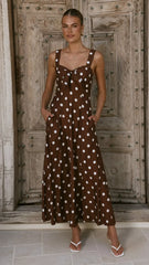 Kara Maxi Dress - Chocolate Polka