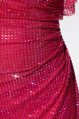 Embellished Corset Kaftan Mini Dress In Hot Pink