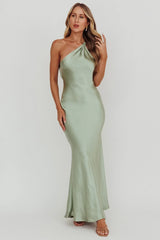 Emmaline One-Shoulder Open Back Maxi Dress Sage